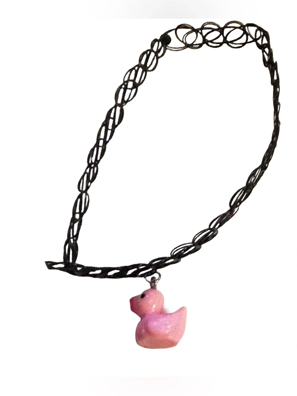 Pink Rubber Duck Charm Tattoo Choker Necklace - Kids Accessories